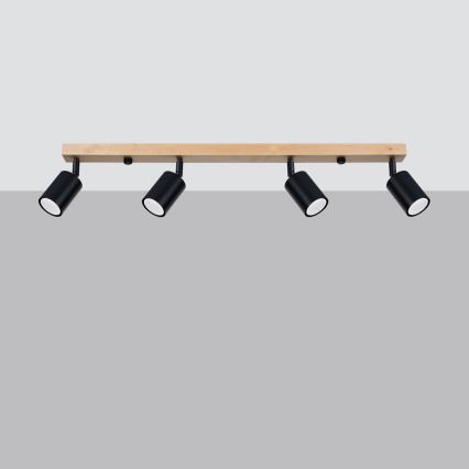 Спот VERDO 4xGU10/10W/230V черен/бук