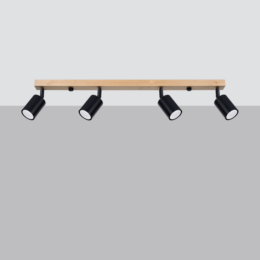 Спот VERDO 4xGU10/10W/230V черен/бук