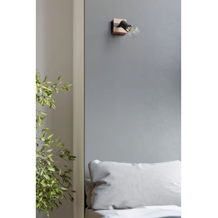 Спот ZUCA 1xE27/15W/230V черен/дъб