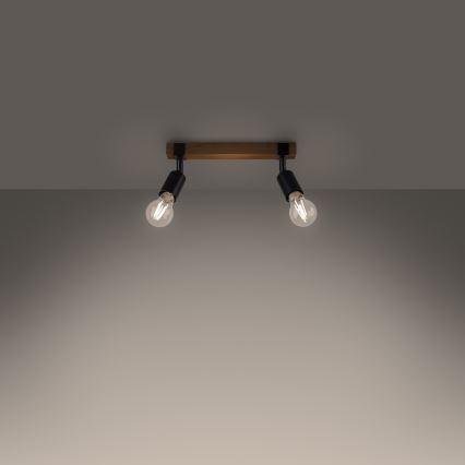 Спот ZUCA 2xE27/15W/230V черен/дъб