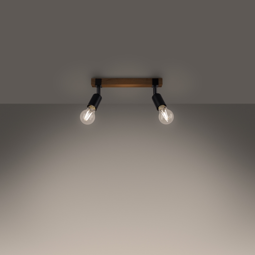 Спот ZUCA 2xE27/15W/230V черен/дъб