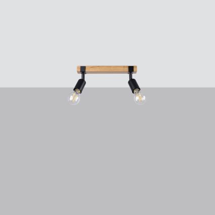 Спот ZUCA 2xE27/15W/230V черен/дъб