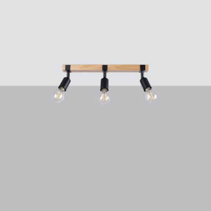 Спот ZUCA 3xE27/15W/230V черен/дъб