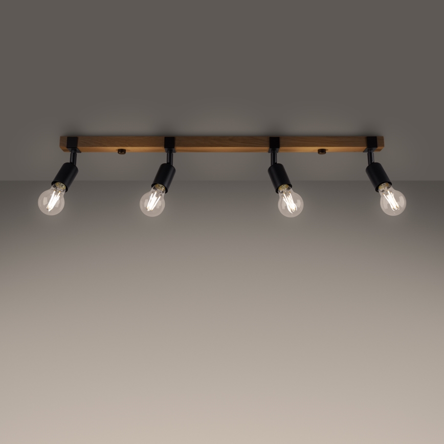 Спот ZUCA 4xE27/15W/230V черен/дъб