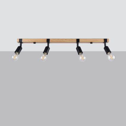 Спот ZUCA 4xE27/15W/230V черен/дъб