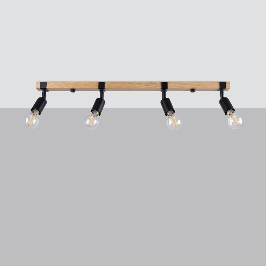 Спот ZUCA 4xE27/15W/230V черен/дъб