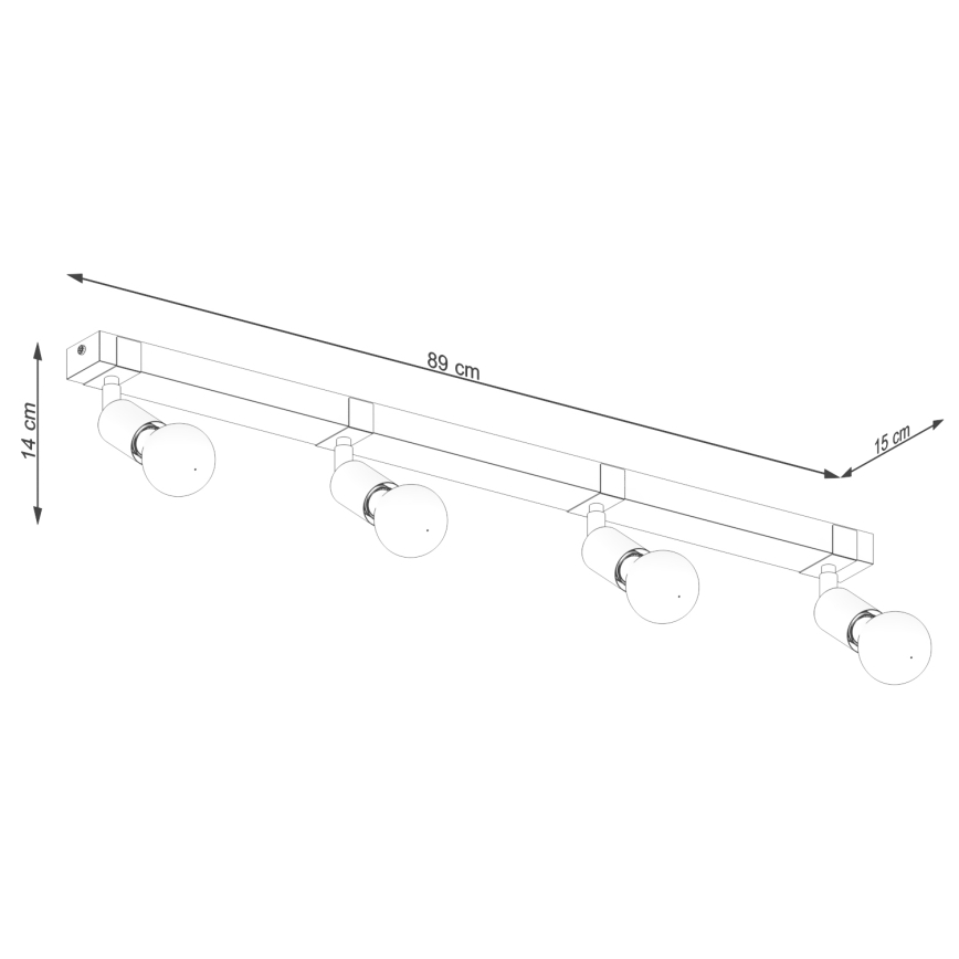 Спот ZUCA 4xE27/15W/230V черен/дъб