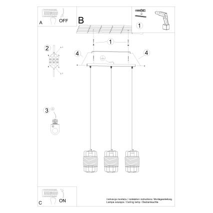Пендел GIZUR 3xE27/15W/230V