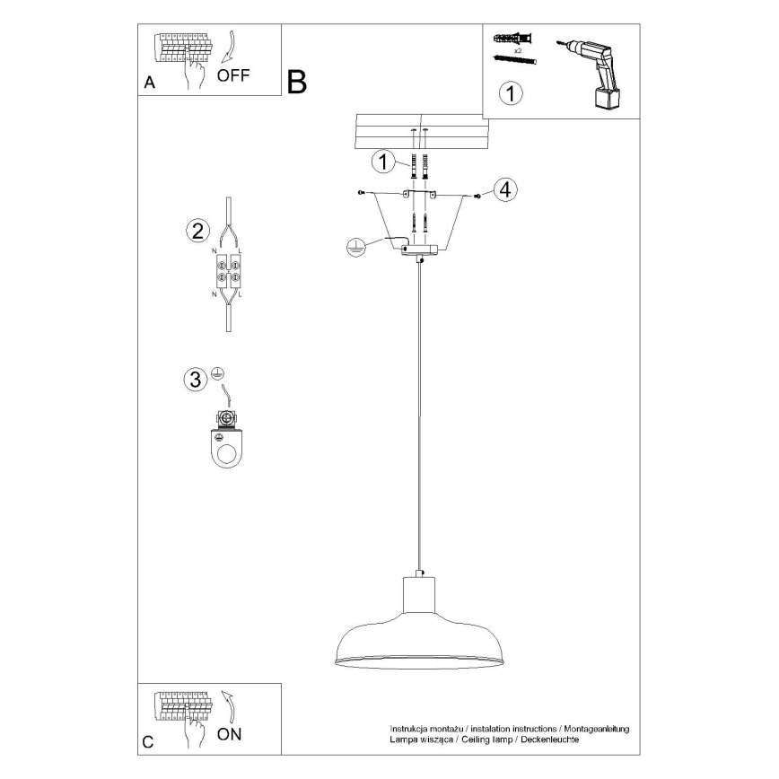 Пендел INDY 1xE27/15W/230V Ø 38 см черен
