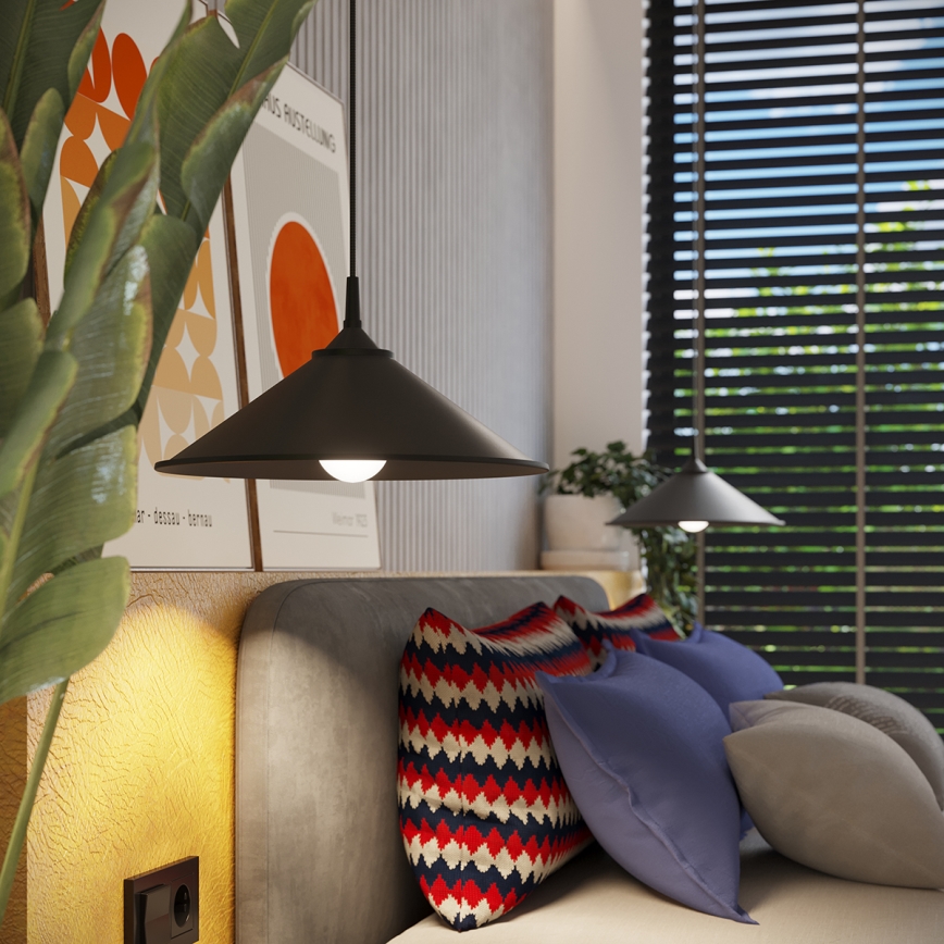 Пендел ZUMA 1xE27/15W/230V Ø 30 см черен