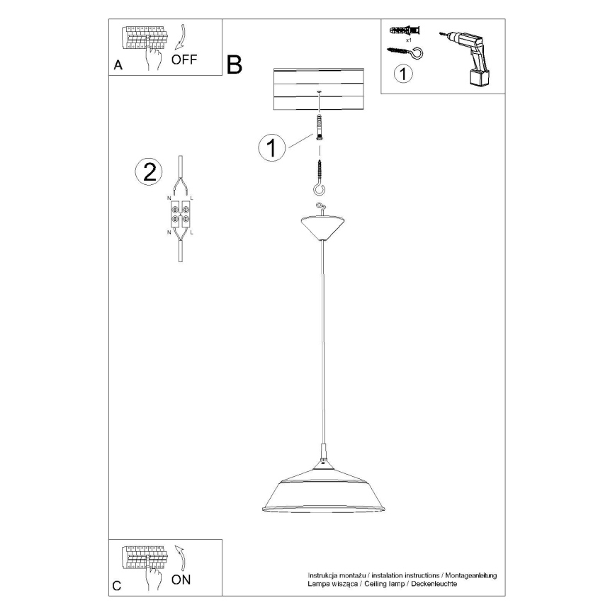 Пендел FRIKA 1xE27/15W/230V Ø 34 см черен