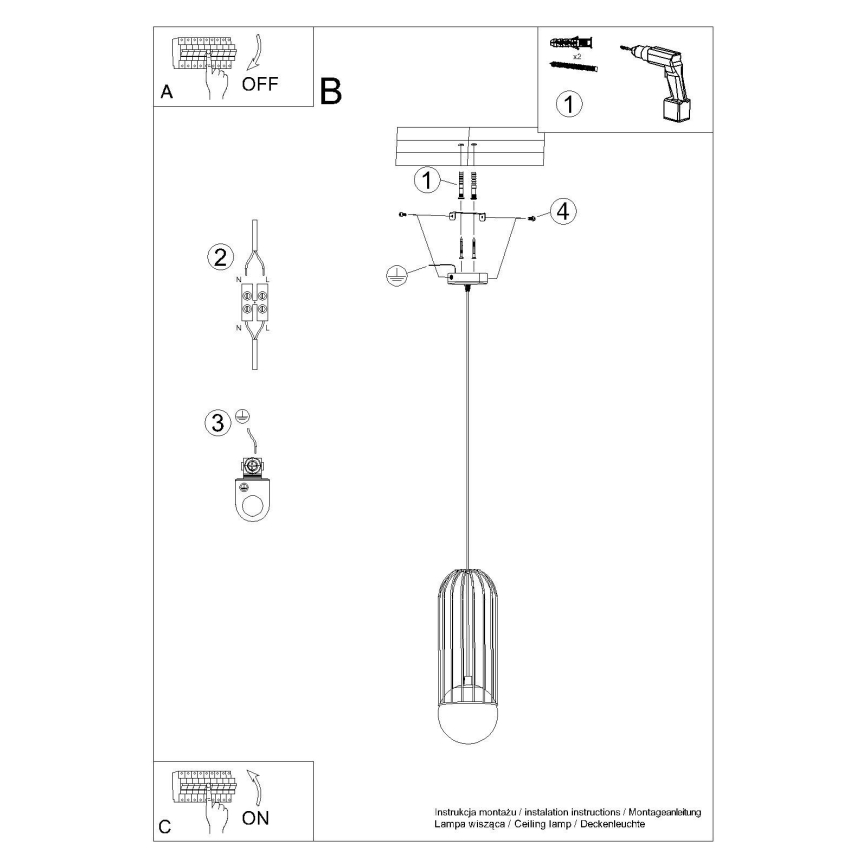 Пендел BRINA 1xG9/8W/230V черен