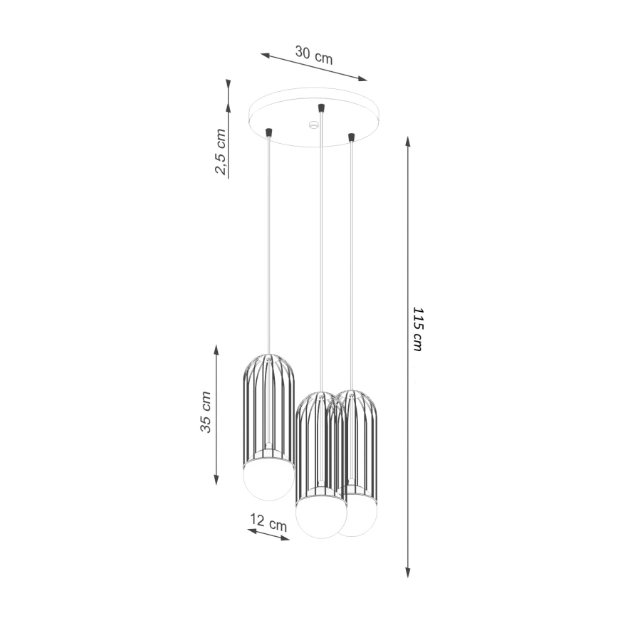 Пендел BRINA 3xG9/8W/230V черен
