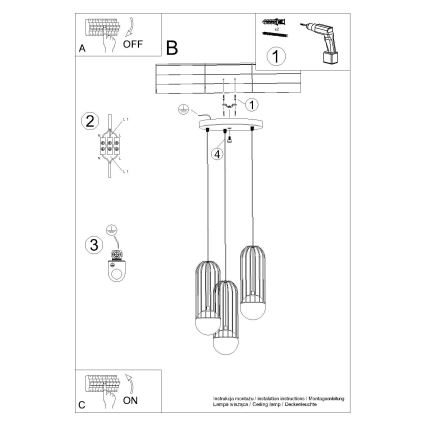 Пендел BRINA 3xG9/8W/230V черен
