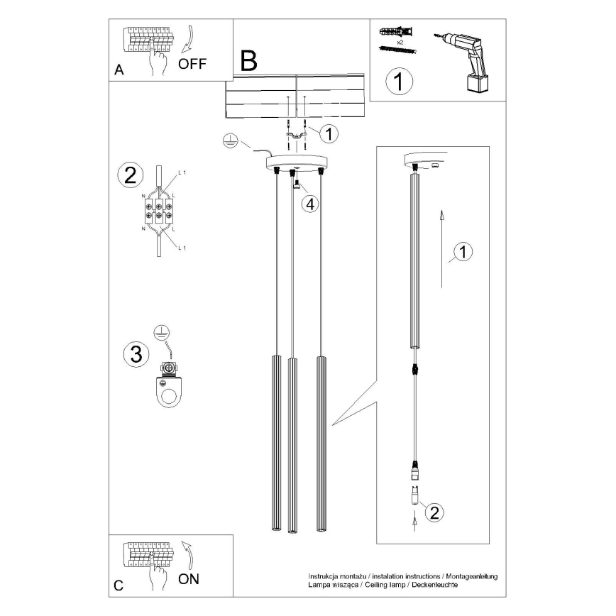 Пендел ARCHE 3xG9/8W/230V златист