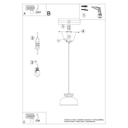 Пендел MARION 1xE27/15W/230V Ø 29,5 см черен