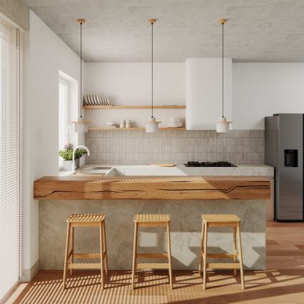 Висяща лампа на кабел MAB 1xE27/15W/230V Ø 22 см, бетон/сив