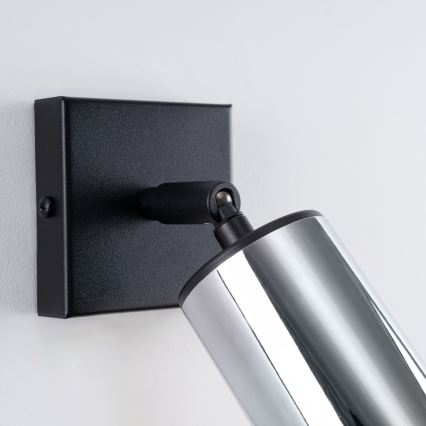 Спот аплик WINX 1xGU10/10W/230V черен/лъскав хром