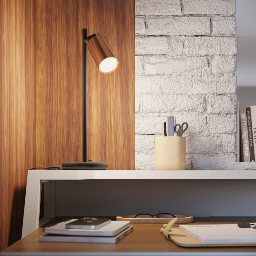 Настолна лампа WINX 1xGU10/10W/230V черен/меден