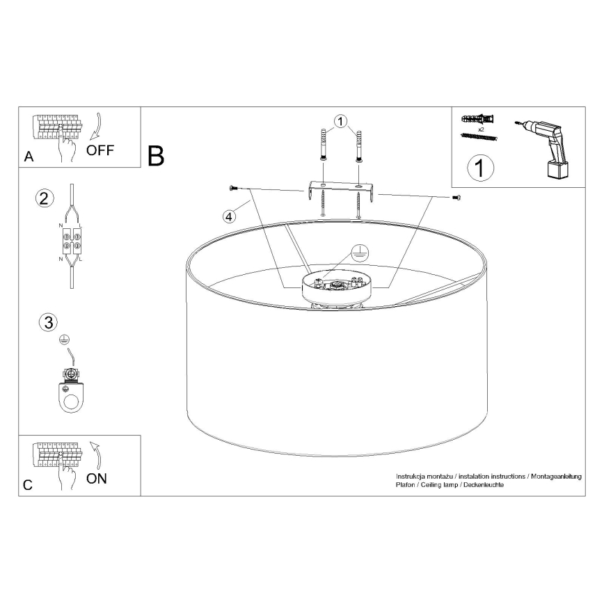 Плафон TELESTO 1xE27/15W/230V Ø 35 см бял/бежов