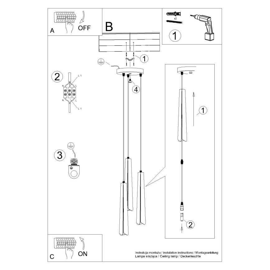 Пендел PRYSM 3xG9/8W/230V черен