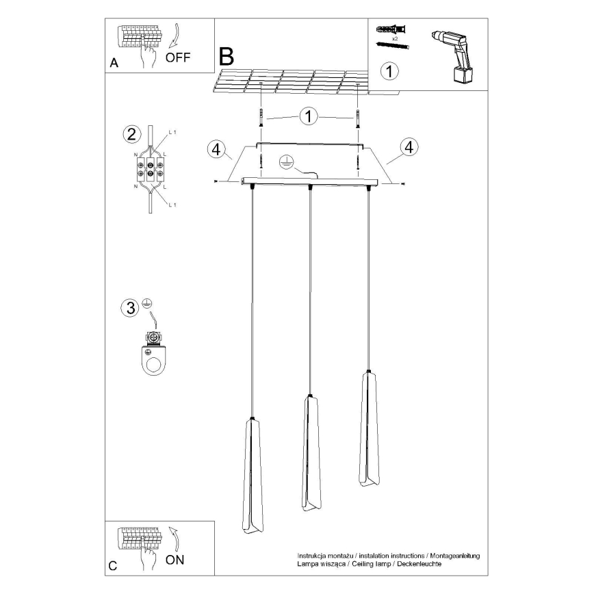 Пендел PRYSM 3xG9/8W/230V черен