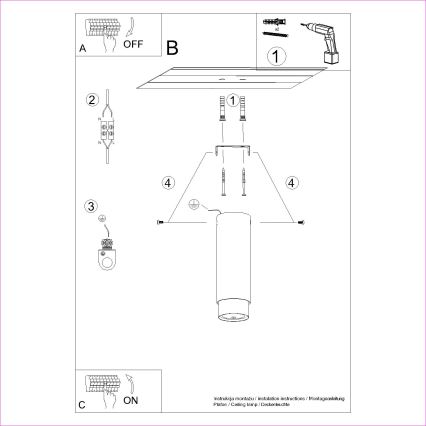 Спот NERO 1xGU10/10W/230V 22,5 см черен/лъскав хром