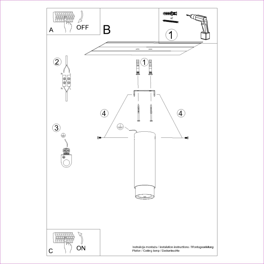 Спот NERO 1xGU10/10W/230V 22,5 см черен/лъскав хром