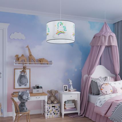Детски пендел UNICORN 1xE27/15W/230V Ø 40 см еднорог