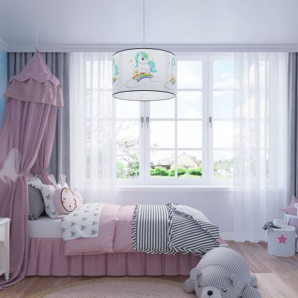 Детски пендел UNICORN 1xE27/15W/230V Ø 40 см еднорог