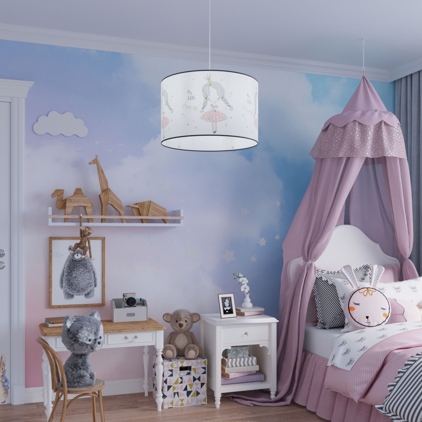 Детски пендел PRINCESS 1xE27/15W/230V Ø 40 см принцеса