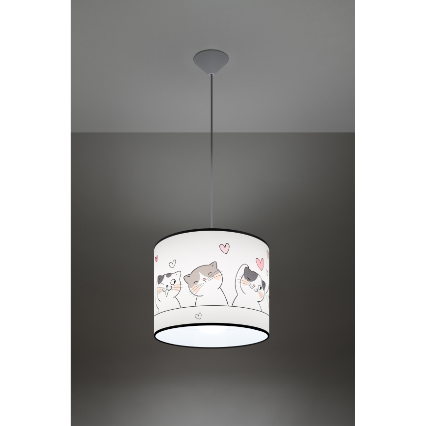 Детски пендел CAT 1xE27/15W/230V Ø 30 см котка