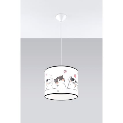 Детски пендел CAT 1xE27/15W/230V Ø 30 см котка