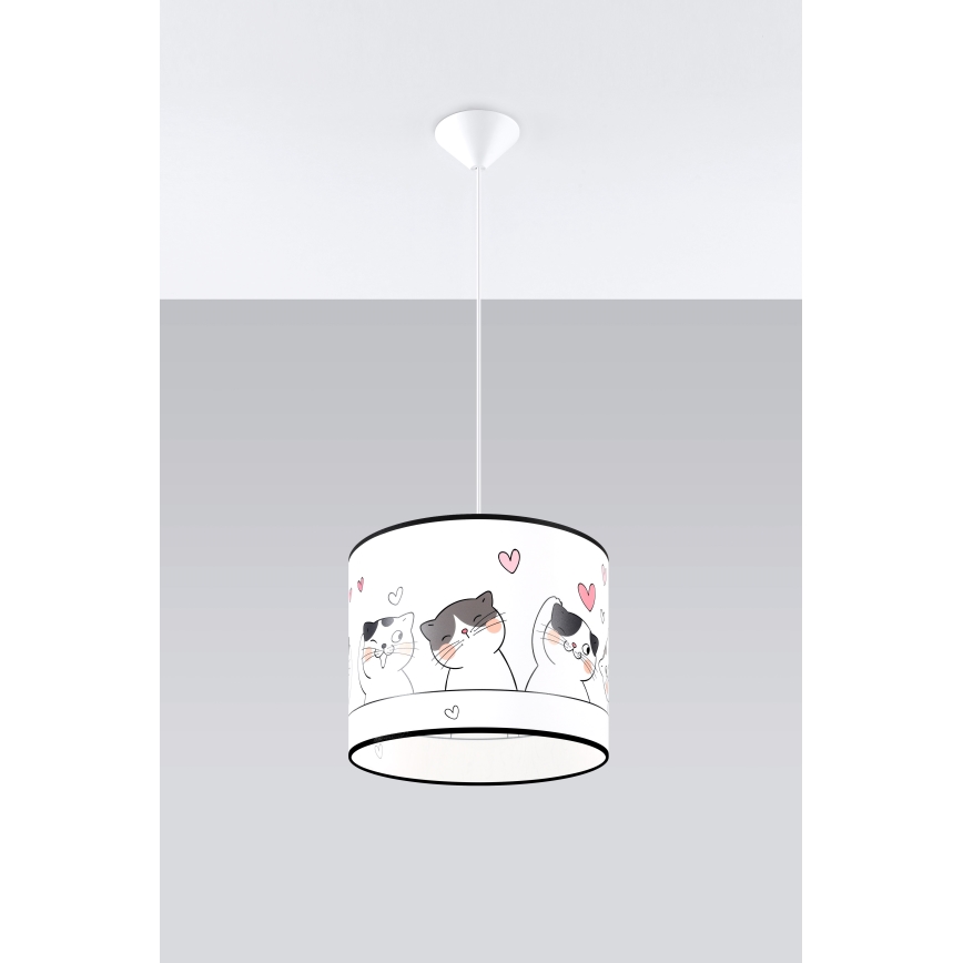 Детски пендел CAT 1xE27/15W/230V Ø 30 см котка