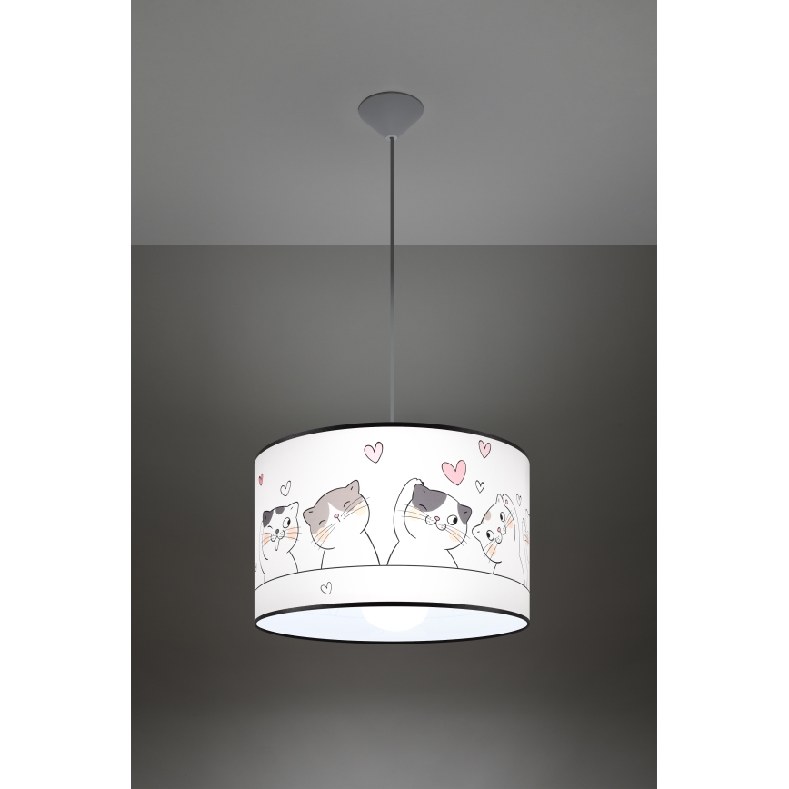 Детски пендел CAT 1xE27/15W/230V Ø 40 см котка