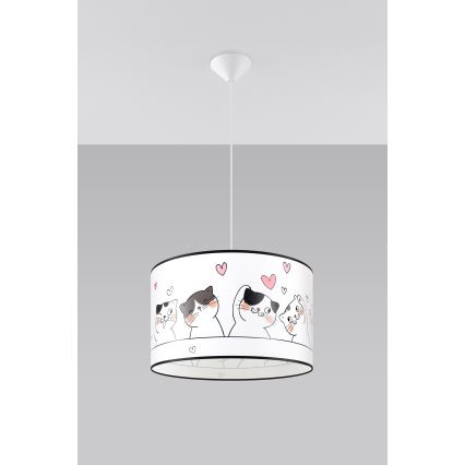 Детски пендел CAT 1xE27/15W/230V Ø 40 см котка
