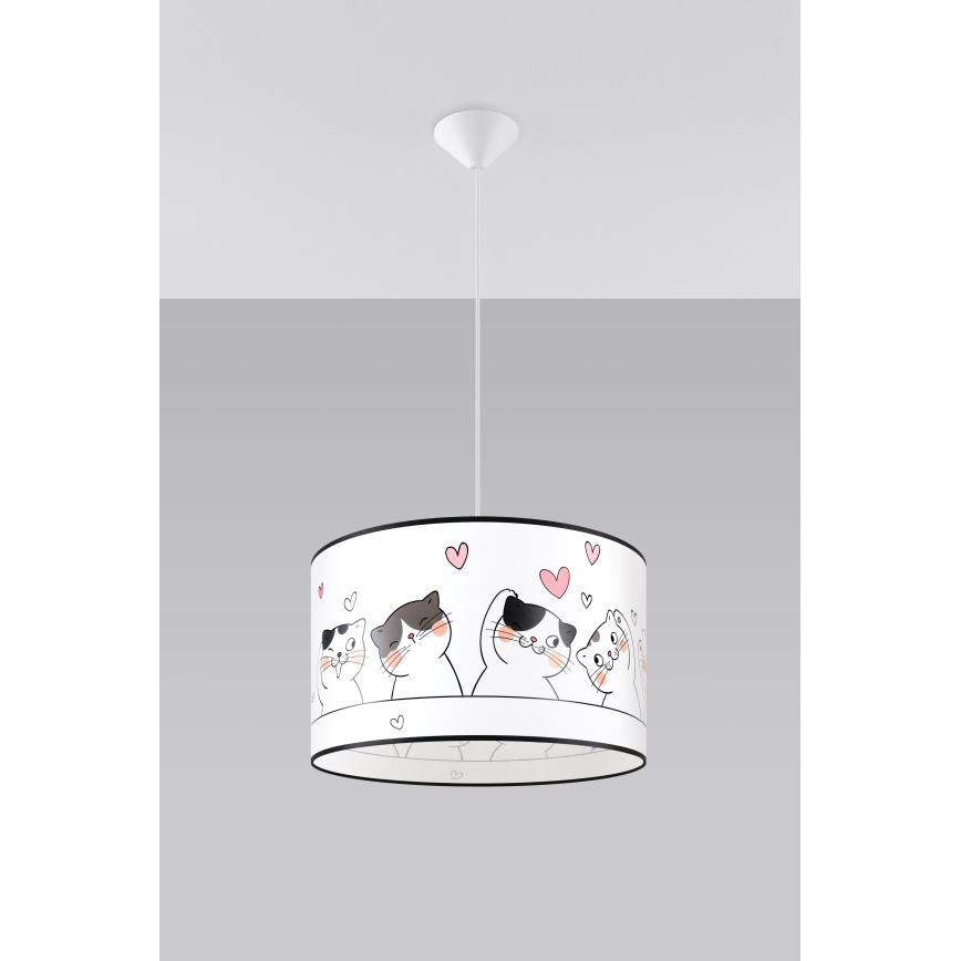 Детски пендел CAT 1xE27/15W/230V Ø 40 см котка