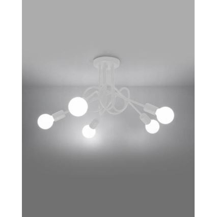 Полилей за повърхностен монтаж LOOP 5xE27/15W/230V бял