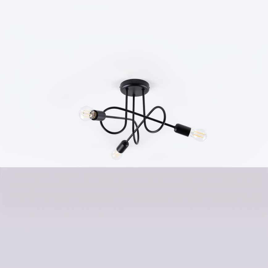 Полилей за повърхностен монтаж LOOP 3xE27/15W/230V черен