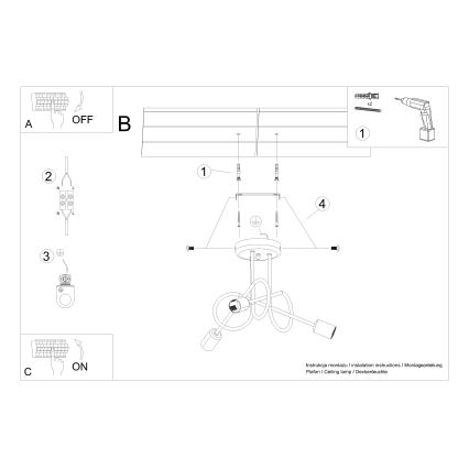 Полилей за повърхностен монтаж LOOP 3xE27/15W/230V черен