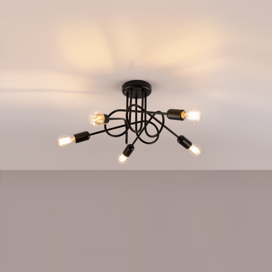 Полилей за повърхностен монтаж LOOP 5xE27/15W/230V черен