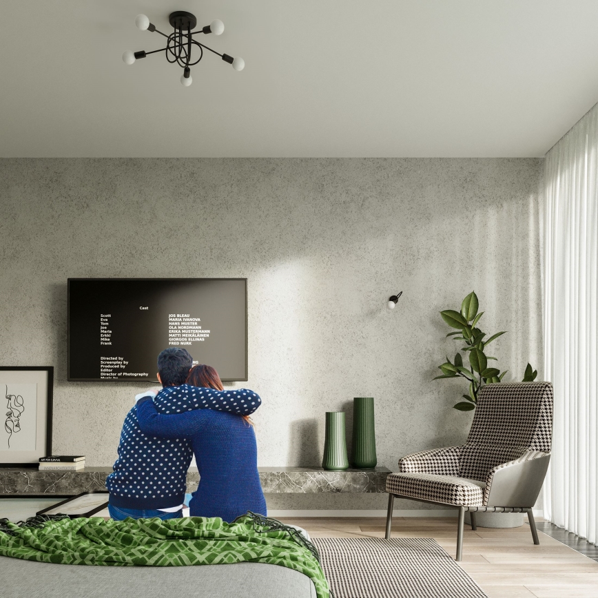 Полилей за повърхностен монтаж LOOP 5xE27/15W/230V черен