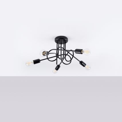 Полилей за повърхностен монтаж LOOP 5xE27/15W/230V черен