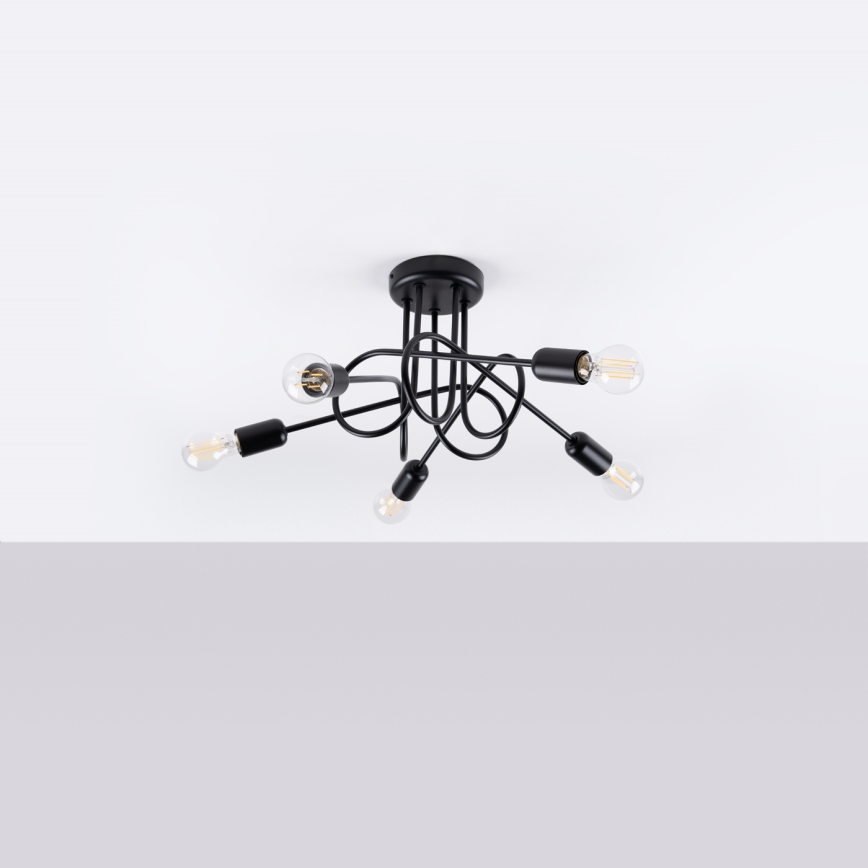 Полилей за повърхностен монтаж LOOP 5xE27/15W/230V черен