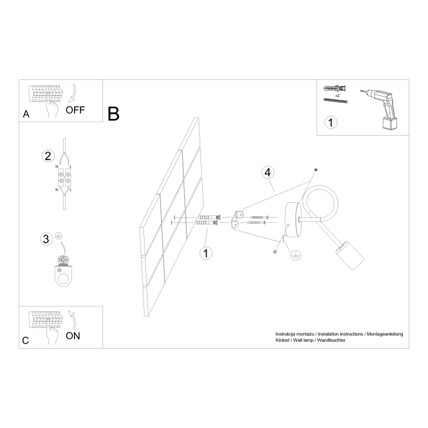 Аплик LOOP 1xE27/15W/230V златист