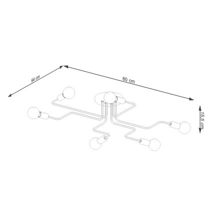 Полилей за повърхностен монтаж VECTOR 6xE27/15W/230V бял