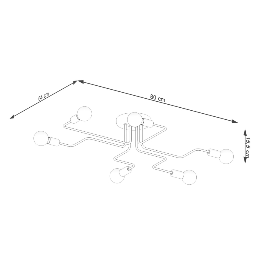 Полилей за повърхностен монтаж VECTOR 6xE27/15W/230V бял