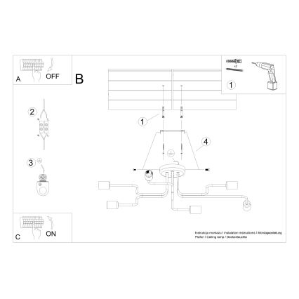 Полилей за повърхностен монтаж VECTOR 6xE27/15W/230V бял