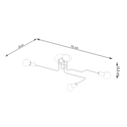 Полилей за повърхностен монтаж VECTOR 4xE27/15W/230V черен