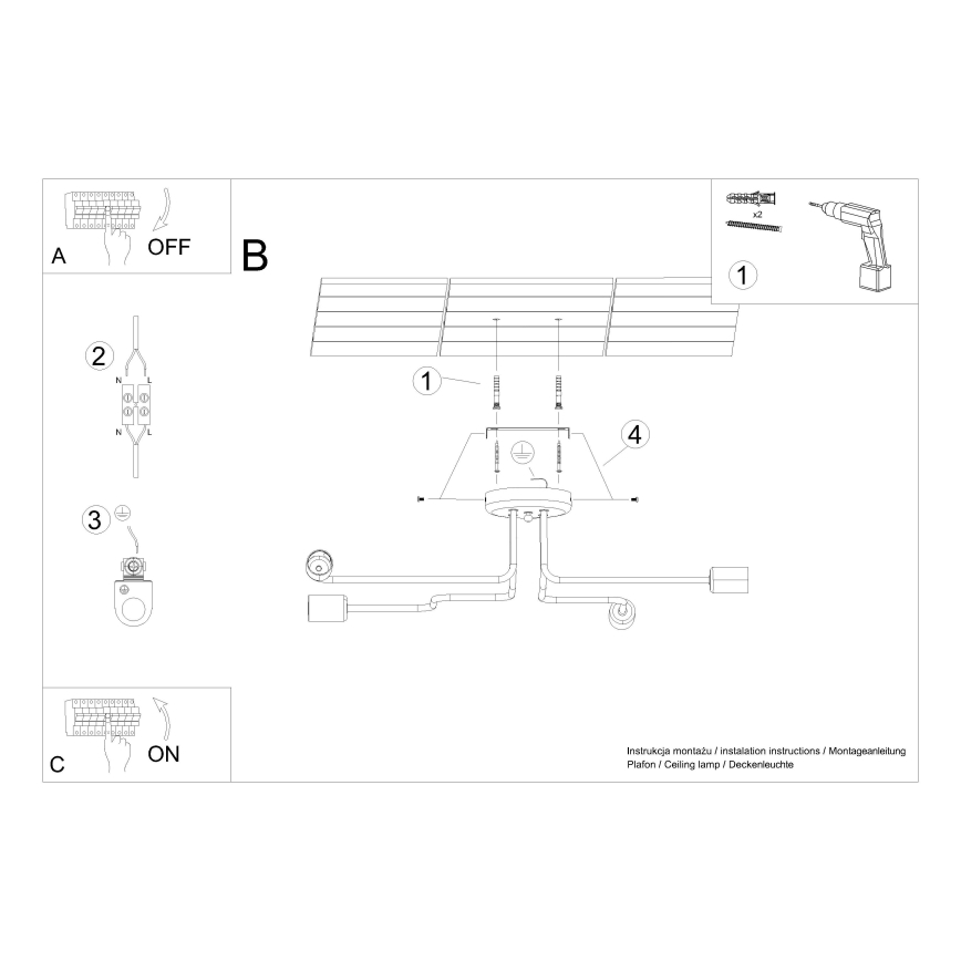 Полилей за повърхностен монтаж VECTOR 4xE27/15W/230V черен